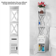 Mobili da Bagno Armadio Alto,Armadio alto da Bagno,Colonna da Bagno con 4 Ripiani e 1 Ante in Stile Tapparelle, Mobiletto Salvaspazio,22.5 X 22 X 120 cm, Bianco