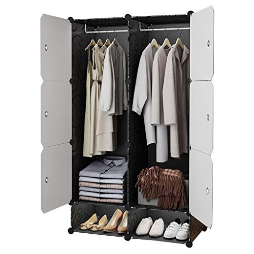 Locker Multifunzione Armadio Shoes-Bit 2-Hanging Archivi Rimovibili di Plastica Scaffali 6 Porte Abbigliamento Home Camera Nero 75X47X129CM MUMUJIN