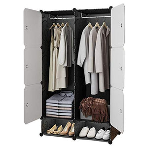 Locker Multifunzione Armadio Shoes-Bit 2-Hanging Archivi Rimovibili di Plastica Scaffali 6 Porte Abbigliamento Home Camera Nero 75X47X129CM MUMUJIN