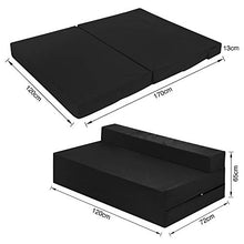 Futon Z - Divano letto matrimoniale, pieghevole, per adulti e bambini, con fodera rimovibile con cerniera, colore: Nero