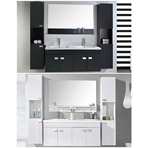 Mobile bagno Lady nero o bianco doppio lavabo in ceramica cm 120 sospeso miscelatori e 2 colonne inclusi I