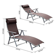 miozzi Lettino Prendisole Relax Reclinabile Pieghevole Telaio in Metallo Marrone 137x63.5x100.5 cm