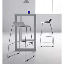 Sgabello alto JT- Sgabello da bar in acciaio inox Sgabello da bar semplice in metallo resistente e stabile (colore bianco)