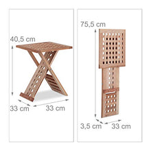 Relaxdays 10021328 Tavolino da Salotto, Pieghevole, Legno Noce, Quadrato, HxLxP: 40,5 x 33 x 33 cm, Marrone Chiaro