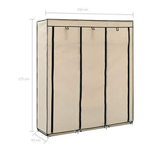 Tidyard Armadio con Scomparti e Aste,Armadio Camera da Letto,Scarpiera Armadio Salvaspazio Crema 150x45x175 cm in Tessuto