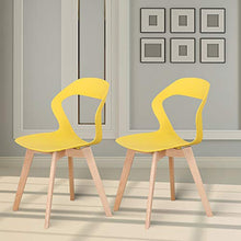 Sedia in polipropilene e gambe di faggio, design semplice e moderno, con schienale cavo, per sala da pranzo, cucina, soggiorno, ristorante, ufficio, sala riunioni, set da 4 (giallo)