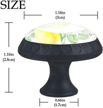 Foglie verdi gialle dipinte del limone Pomelli per Porta Set di 4 Pomelli per Mobili Manopole per Cassetti Cucina Armadio Vetro