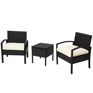 WYLZLIY-Home Set Mobili da Giardino Set Mobili da Esterno Divano in Rattan Set Mobili da Giardino Set Tavolo da caffè con 1 Tavolo 2 Poltrone E Spazio di Archiviazione Facile da Mantenere