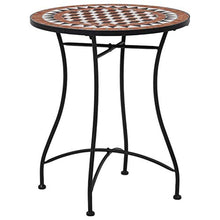 Tidyard Tavolo/Tavolino da Giardino Rotondo Mosaico in Ferro e Ceramica Marrone Nero,Tavolo Rotondo da Balcone Mosaico,Tavolo da Esterno Rotondo Mosaico,Tavolino da Giardino Rotondo Mosaico 61x72 cm