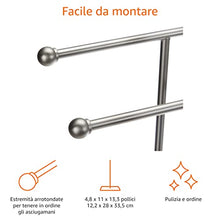 Amazon Basics - Supporto doppio per asciugamani e accessori, a T, nickel e bianco - 1005573-670-A60