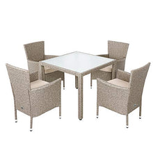 Deuba Set salottino da Giardino in polirattan 4 sedie impilabili 1 Tavolo Cuscini 7cm Spessore mobili Giardino Esterno