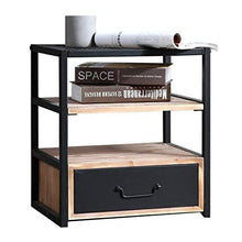 H-CAR Comodino Comodino retrò Industriale con cassettiera in Legno con Scomparto Anteriore Aperto per Camera da Letto
