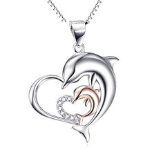 Baoxiaohed Collana in Argento Sterling, Collana di Delfini Cuore in Stile Sterling Silver Fashion, Adatta per La Festa della Mamma, Regali di Anniversario E Regali di Compleanno