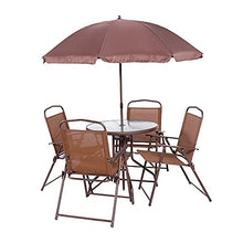 ARONTIME - Set di mobili da giardino in rattan, 6 pezzi, mobili da giardino in vimini, tavolino da giardino, mobili da giardino, set da tavolo rotondo