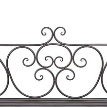 SHENGFENG Panca da giardino marrone antico, in metallo, panca da esterno, 132 x 46 x 85 cm