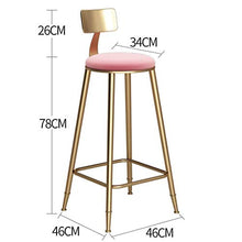 LWW Sgabelli, Sgabelli con Schienale per la cucina | Bar sgabelli alti Gold Metal | rosa Velvet Cuscino | Moderne sedie da pranzo | Altezza seduta 45/60/68/73/78 / 85cm,46x46x78cm,46x46x78cm