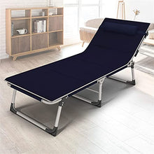 LLSS Lettino Prendisole in Metallo, Lettino Pieghevole, 194 * 68 * 78 cm, 150 kg Max. Carico statico, Resistente alla ruggine, con Set di Cuscini Blu Scuro, sedie reclinabili