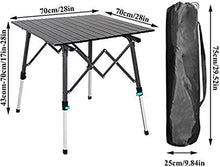Tavolo da picnic all'aperto Tavolo da campeggio pieghevole, tavolo in altezza regolabile in lega di alluminio ultraleggero con borsa per esterno, picnic, cortile da pesca e uso domestico (nero) Bbq Pa