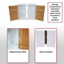 Mendler Arredo Bagno Serie HWC-A85 Legno Bambu e MDF Mobile sottolavabo Bianco