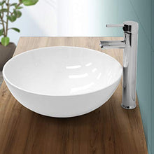 ECD Germany Lavabo da Appoggio in Ceramica Bianco Lucido Rotondo Ø 400 x 147 mm Design Moderno Tondo Ovale Lavandino Lavello Lavamano Bacinella Rubinetteria Sanitari per Bagno Toilette Casa Bidet