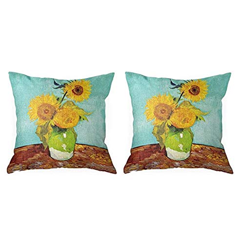 VARIJOY - Set di 2 federe decorative per cuscino da esterni, in cotone e lino, per giardino, per patio, tenda, balcone, divano, 45,7 x 45,7 cm