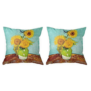 VARIJOY - Set di 2 federe decorative per cuscino da esterni, in cotone e lino, per giardino, per patio, tenda, balcone, divano, 45,7 x 45,7 cm