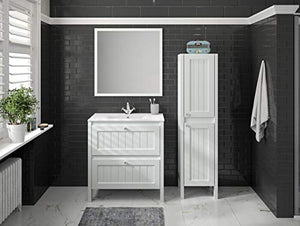 Allibert Set di mobili da bagno, mobiletto sotto specchio, premontato, 80 cm, bianco