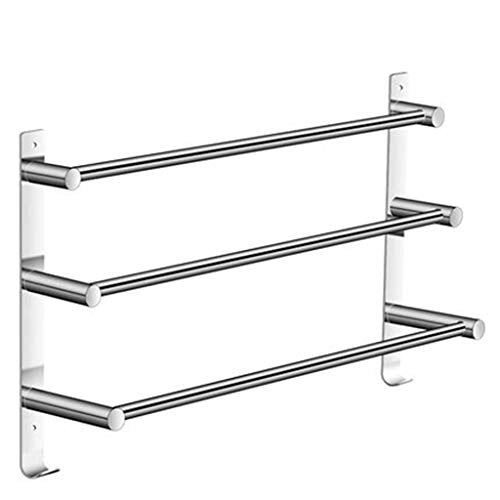 BGSFF Portasciugamani ， Portasciugamani in Acciaio Inox Portasciugamani Mensola da Bagno Facile da installare, Portasciugamani Portasciugamani a Tre Strati con Gancio 40 cm