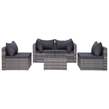 vidaXL Set Divani da Giardino 5pz con Cuscini Funzionale Impermeabile Facile da Pulire Modulare Resistente Rustico Sofà Divanetti in Polyrattan Grigio