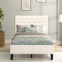 HLOEC Letto a piattaforma in morbido lino/letto matrimoniale/letto matrimoniale con testiera/copriletto (beige)