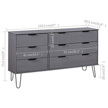 Tidyard Cassettiera Grigia 119,3x39,5x73,6 cm in Legno Massello di Pino