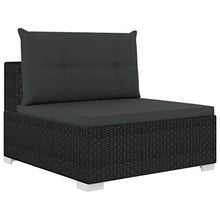 Festnight Set Divani da Giardino in Polyrattan, Set di Mobili da Giardino, Set Divano Esterno con Cuscini Nero 10 pz