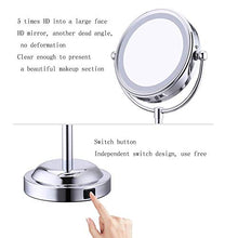 Specchio per Il Trucco, Specchi per Il Bagno Specchio per Il Trucco Specchio da 6 Pollici con LED e ingrandimento 5X, ingrandimento (Colore: Argento, Dimensioni: 6 Pollici)