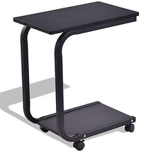Thin Comodino 2-Tier snack gabbia di laminazione divano laterale con telaio da tavolo in metallo e ripiani in legno anti-graffio e comodino ruggine-libero, la stabilità ( Color : Black , Size : M )