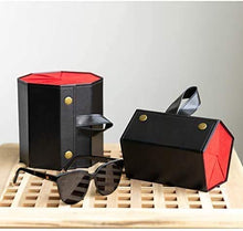 Leather Multiple Glasses Storage Case - Sunglasses Organizer with 5 Slots,Travel Foldable Eyeglasses Store Holder Box,Eyewear Display Containers for Women Men