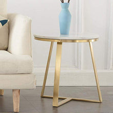 DGHJK Mobili per la casa, Comodino Rotondo Moderno Nordico tavolino in Marmo Comodino, Bianco + Oro, 50 * 55 cm