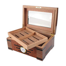 QINJLI Doppio Strato Cigar Valigia, Grande Cigar Box Foderato con Legno di Cedro, con igrometro e umidificatore, può Contenere 25-50 Cigar
