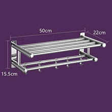 OLDJTK Porta Asciugamani, portasciugamani in Acciaio Inossidabile SUS 304 con mensola for Asciugamani a Doppia Fila for Bagno, a Parete (Lunghezza 50 cm)