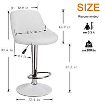 Set di 2 sgabelli per sala da pranzo in similpelle, altezza regolabile, ristorante/bar / girevole, colore: bianco