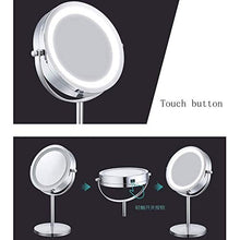 AJH Specchi da Viaggio Donna Specchio per Trucco Illuminato a LED, Specchio ingranditore 10X con Luce, Specchio cosmetico da appoggio, bifacciale, Corpo in Metallo CR