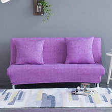 KongEU Copridivano elasticizzato in poliestere, pieghevole, senza braccioli, copertura integrale per divano elastica, protezione per soggiorno, colore viola (120-155 cm)