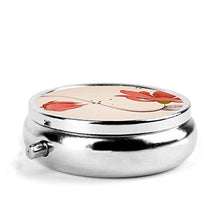 Swirly - Contenitore rotondo per pillole con motivo floreale, con 3 scomparti, in metallo, per medicina, vitamina