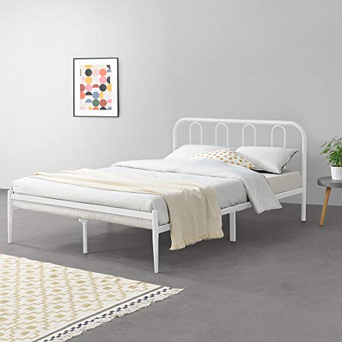 [en.casa] Struttura Letto in Metallo con Testiera e Pediera 140 x 200 cm Letto Francese/Matrimoniale - Bianco