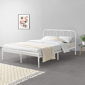 [en.casa] Struttura Letto in Metallo con Testiera e Pediera 140 x 200 cm Letto Francese/Matrimoniale - Bianco