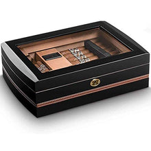 YUTRD ZCJUX Glass Window Trasparente Cigar Box - igrometro e umidificatore Transparent Glass Window Cigar Box Valigia Cigar Box Portatile