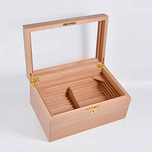 Umidificatore a scatola isolante 100 Cigar Humidor Dispositivo di Raffreddamento Cedar Cigar Idratante Governo Trasparente Tetto Apribile Cigar Box Cigar Governo di Immagazzinaggio Built-in Igrometro