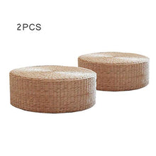 RUYII Tatami Fatto A Mano del Cuscino della Sedia di Yoga della Sedia di Yoga del Pavimento del Cuscino Fatto A Mano Rotondo della Paglia 2 Cuscini,2PCS+60cm