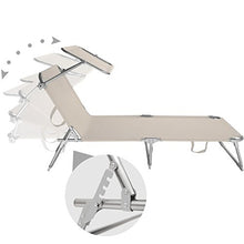 TecTake Lettino a sdraio per prendere il sole con l'ombrello parasole 190cm - disponibile in diversi colori - (Beige)