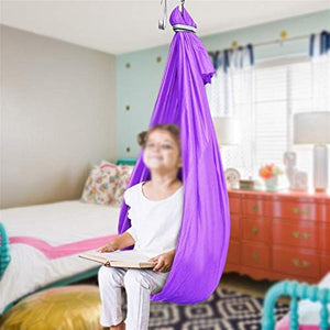 LICHUXIN Therapy Swing Hardware incluso con esigenze speciali amaca regolabile per bambini Active Aerial Yoga Swing ideale per autismo ADHD Sensory (colore : Viola, Dimensioni: 150x280cm/59x110in)
