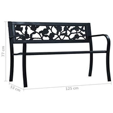 GOTOTOP Panchina da Giardino con Braccioli Curvati Elegante Robusta Classica Panca Arredi da Esterno Sedute 125 x 53 x 82 cm Nera in Acciaio